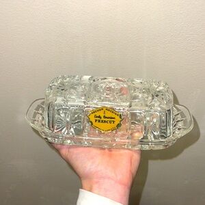 Vintage Anchor Hocking Early American Prescut  glass ButterDish